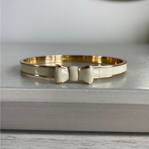 Kate Spade White and Gold Bangle Bow Bracelet
